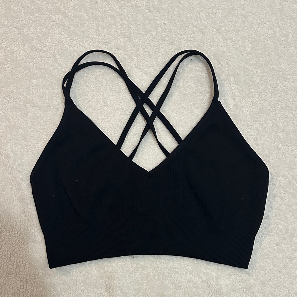 aerie Black Crisscross V-Neck Bralette